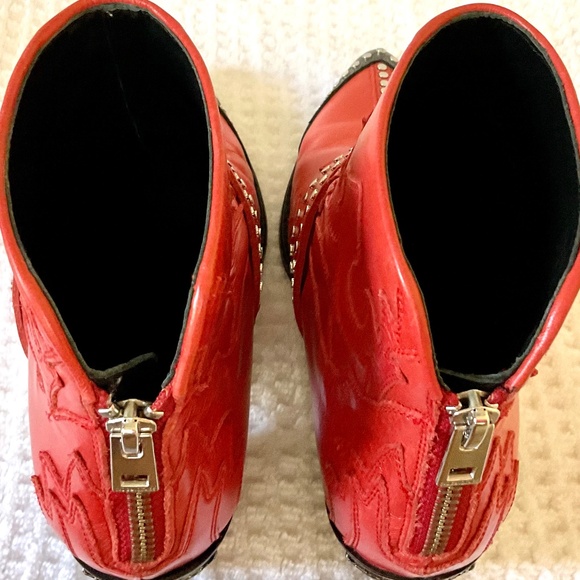 Zadig & Voltaire Cara Studded Ankle Boots Red Western Rockabilly  sz  38EU/7US - Picture 16 of 16